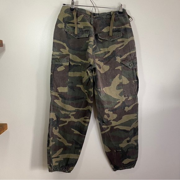 Sojara REWORKED Vintage Camo Love Peace Button-Fly Cargo Jogger Pant - Picture 2 of 7